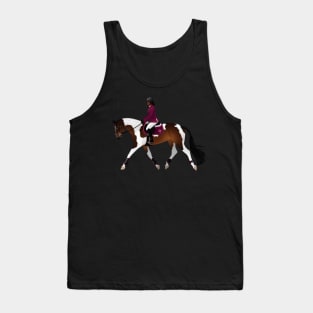 Pinto Hunter Horse and Rider - Equine Rampaige Tank Top